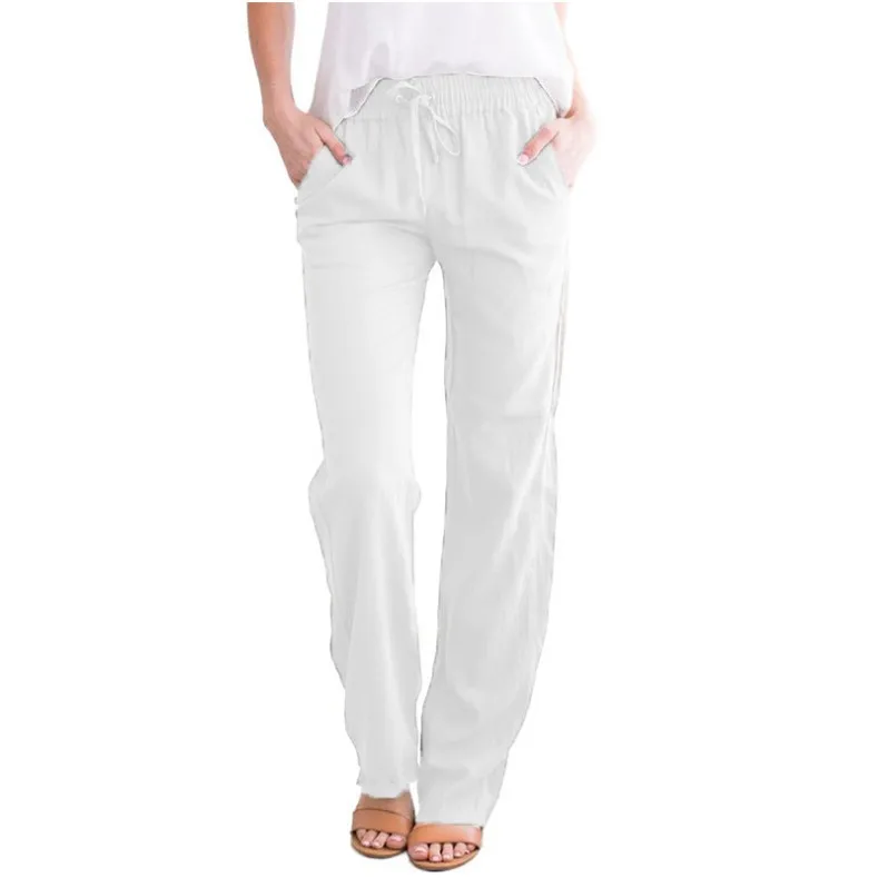 cropped leggings Spring/summer 2022 New plain color slacks with loose straps for casual fashion and wide legs white capri pants Pants & Capris