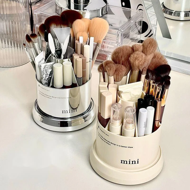 Rotable Cosmetics Storage Box Anti Slip Base Dustproof Waterproof PET 7 Grid Classification Cosmetic Brush Holder Storage Boxs 5