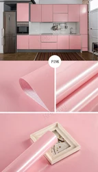Matte Black & White Self-Adhesive Waterproof Wallpaper for Furniture and Walls, Customizable Width (Glossy Pink)