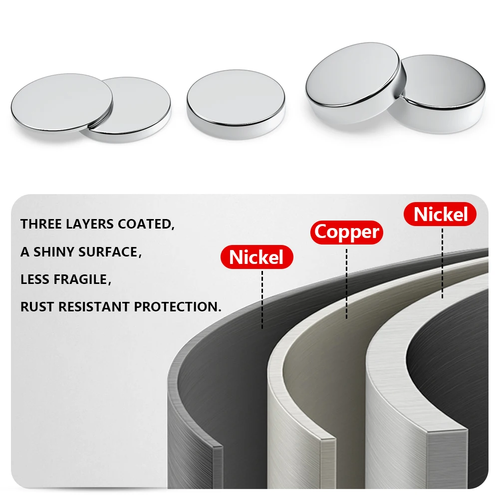 N35 Superstarker Neodym-Magnet, rund, NdfeB, leistungsstark, permanent magnetisch, Magnete, Kühlschrankmagnet, 15 x 1, 15 x 2, 15 x 3 mm – Detail 3