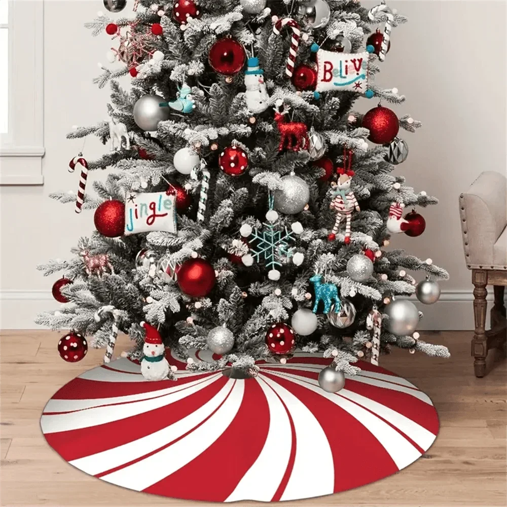 Gonna per albero di Natale da 120 cm Classico rosso bianco menta