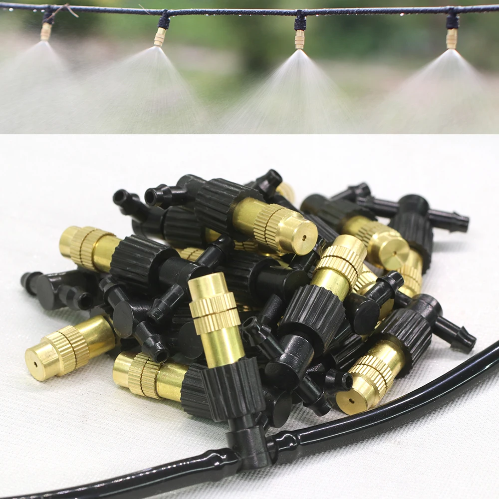 

10pcs Micro Drip Irrigation Misting Brass Nozzle with 4/7mm 1/4" Quick Joints DIY Garden Humidification Cooling Spray Sprinkler