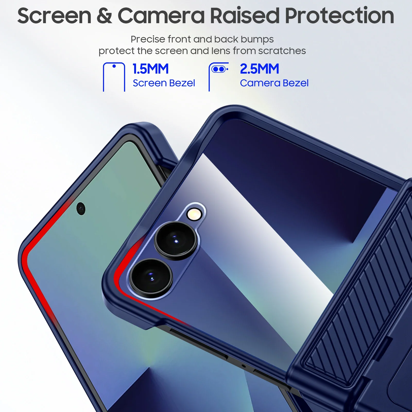 Blue Rugged Anti-Scratch Phone Case with Card Holder & RFID Protection - Full Shockproof Design with HD Protector, Ideal