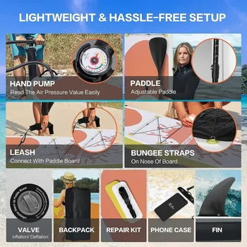 Inflatable Stand Up Paddle Board,Simple Deluxe Premium SUP for All Skill Levels, with Accessories ,Blow Up Stand-Up Paddleboards 5