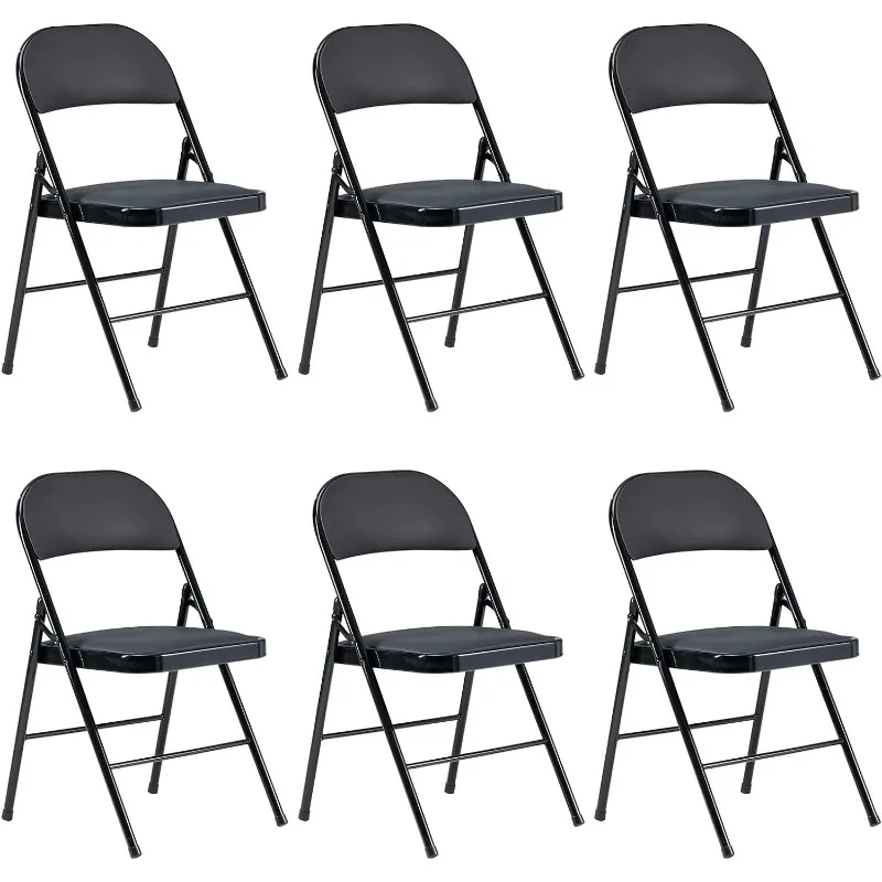 

SEALAMB 6 Pack Folding Chairs with PU Padded Seats and Back for Home and Office, Commercial Padded Folding Chairs with