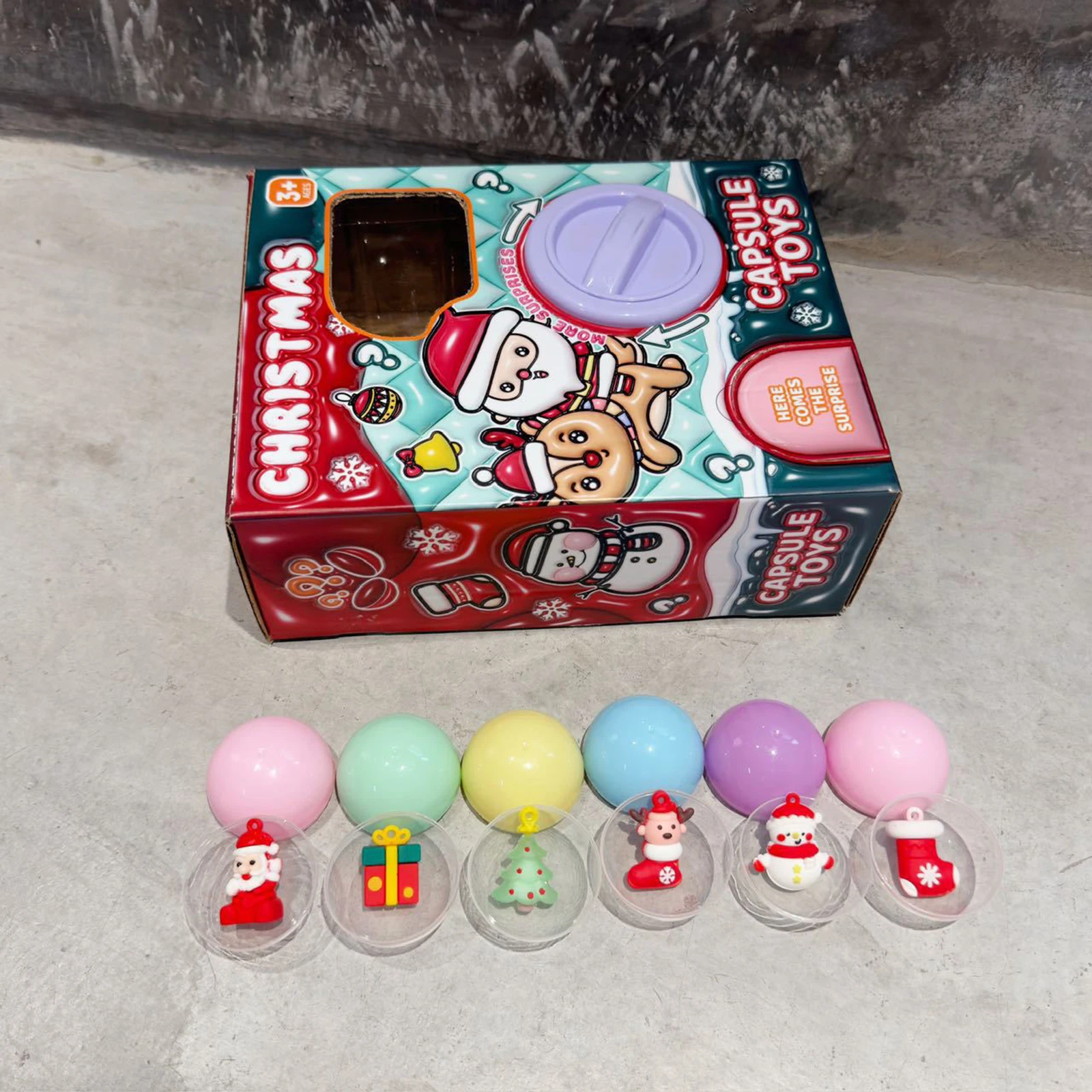 Christmas Egg Kids Toys Gashapon Machines with 6pcs Random Capsule Toys Egg Twisting Machine Cardboard Box Surprise Blind Box 5