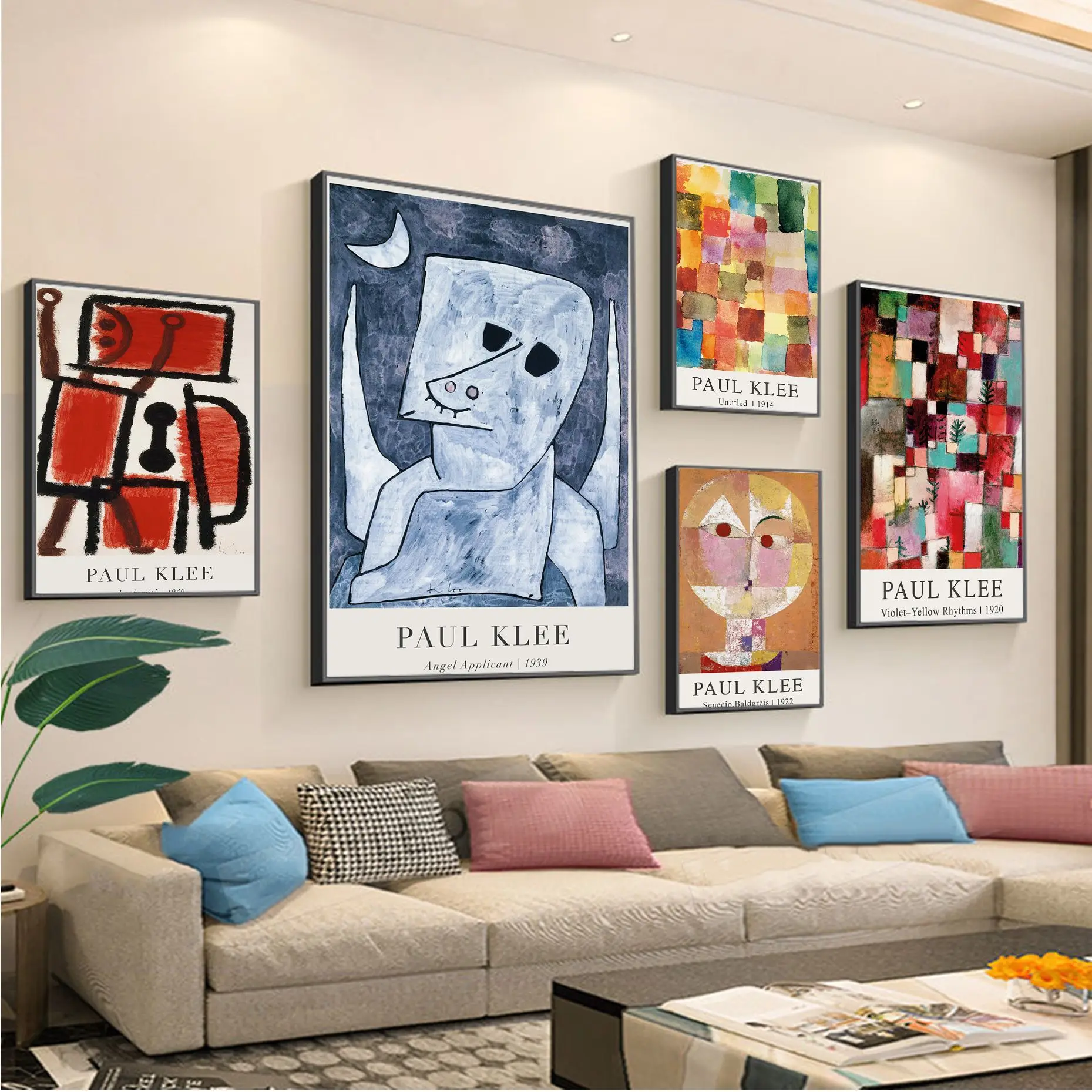 Paul Klee Canvas Painting Exhibition Poster Vintage Sticky Waterproof Paper Sticker Coffee House Bar Wall Decor