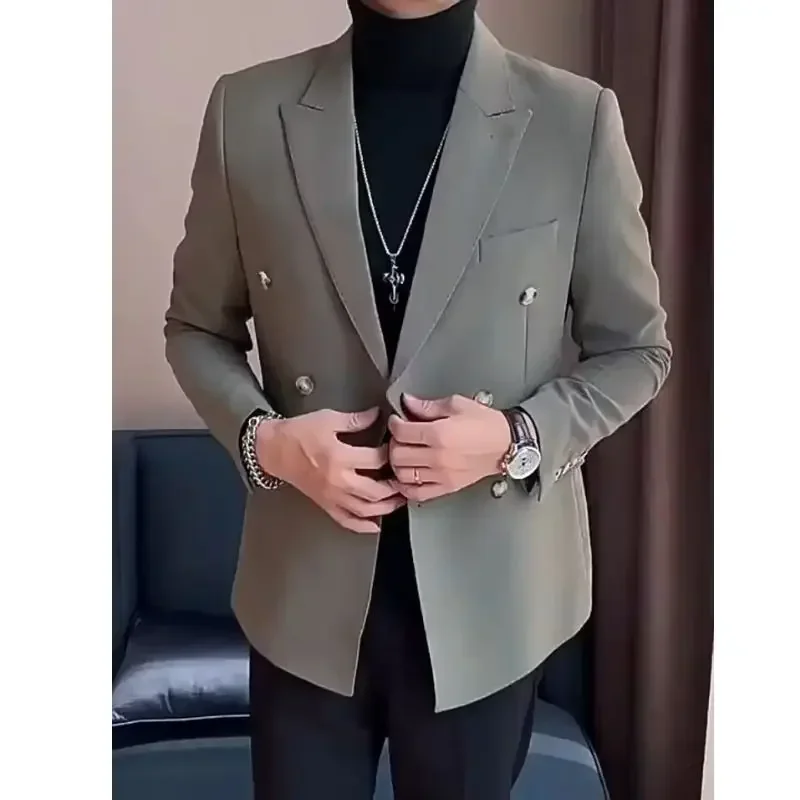 2024 New Blazer Hombre Double-breasted Business Casual Men's Jacket Slim Fit Men's Social Coat Custom Made Suit  L87 6