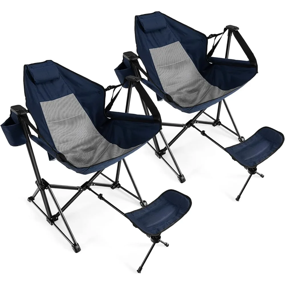 

Outdoor Hammock Camping Chair - Rocking Chair With Removable Footrest Deck-chair Pillow Storage Bag Cup Holder Garden Furniture