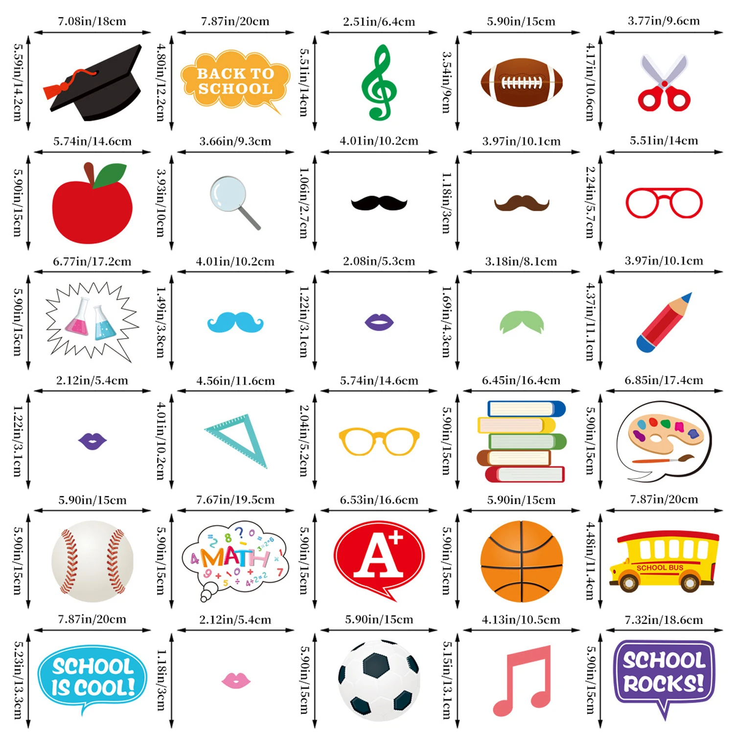 30PCS Back To School Party Fun Photo Booth Props First Day of School Themed Party Decoration Supplies for Kids Preschool