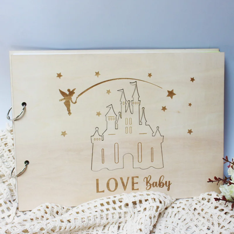 Personalised Wooden Guest Book, Handmade Photo Album Scrapbook Anniversary Wedding Memory Mother's Day Gift Baby Shower Favors