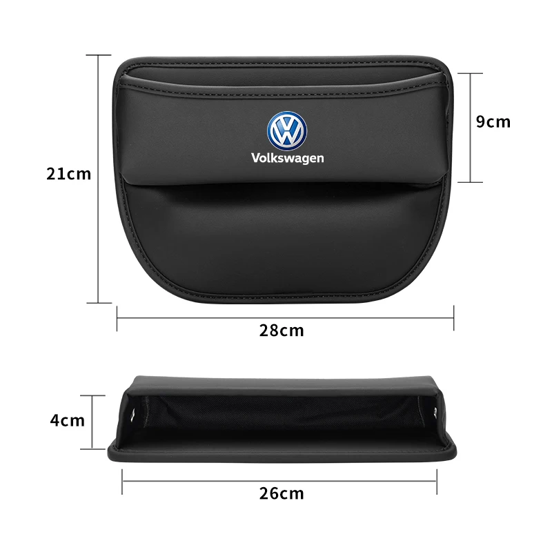 Car Seat Gap Organizer Leak-Proof Storage Box Side Seam Plug for VW GTI Polo Golf Passat Tiguan Arteon Touareg Taigo Caddy Jetta