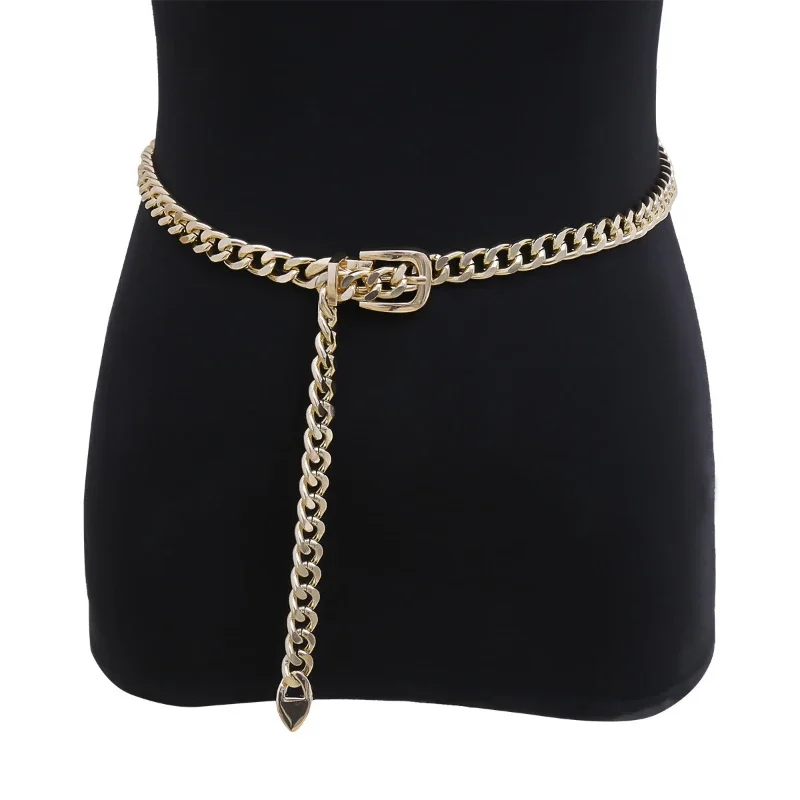 

2024 Europe and the United States jewelry fashion single-layer metal chain waist body chain retro casual waist chain female