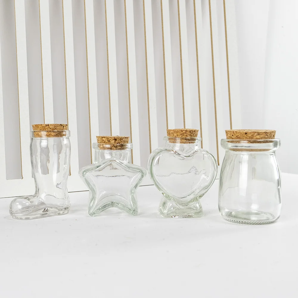 6pcs Cute Glass DIY Bottles Storage Food Grade Jars Container with Cork Stopper Fill Letter Drifting Star Ideas Crafts Vials 3