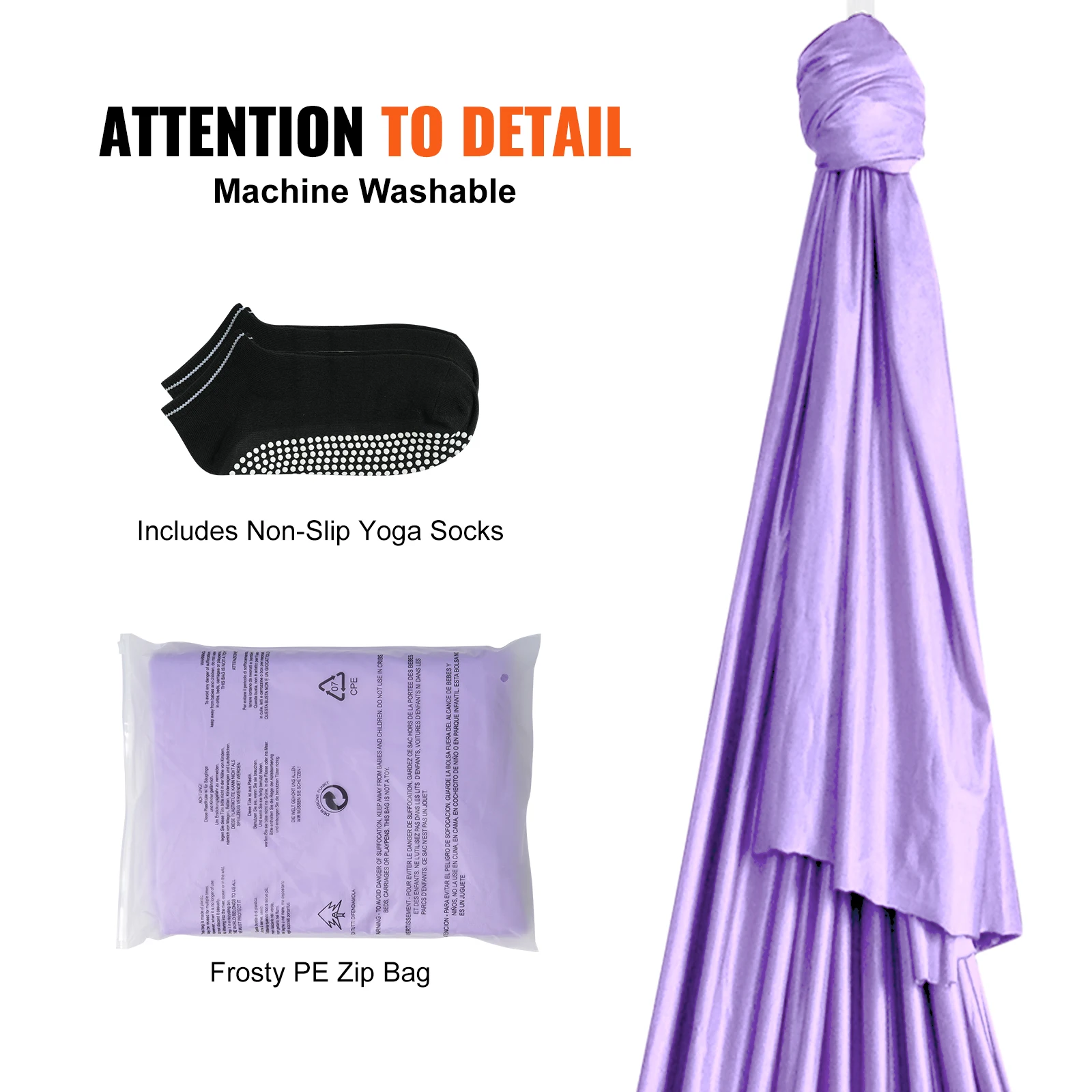 VEVOR Aerial Yoga Hammock & Swing 4.4 Yards Yoga Starter Kit Nylon Fabric Antigravity Flying for All Levels Fitness Bodybuilding 6