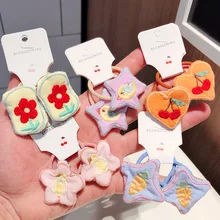 

Early Spring Macaron Fabric Embroidery Hair Ring Cute Princess Flower Fruit Hair Rope for Children's Fashion Hair Accessories