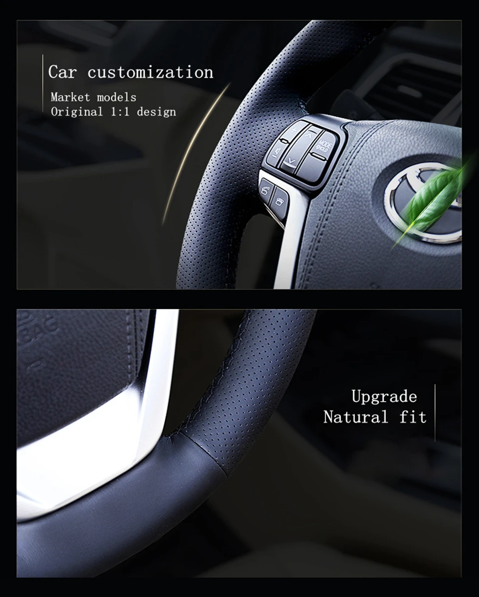Personalisierbare Lenkradabdeckung aus Mikrofaserleder, rutschfest und atmungsaktiv, für Chevrolet Malibu XL 2015-2019 und Equinox 2017-2019. – Detail 5