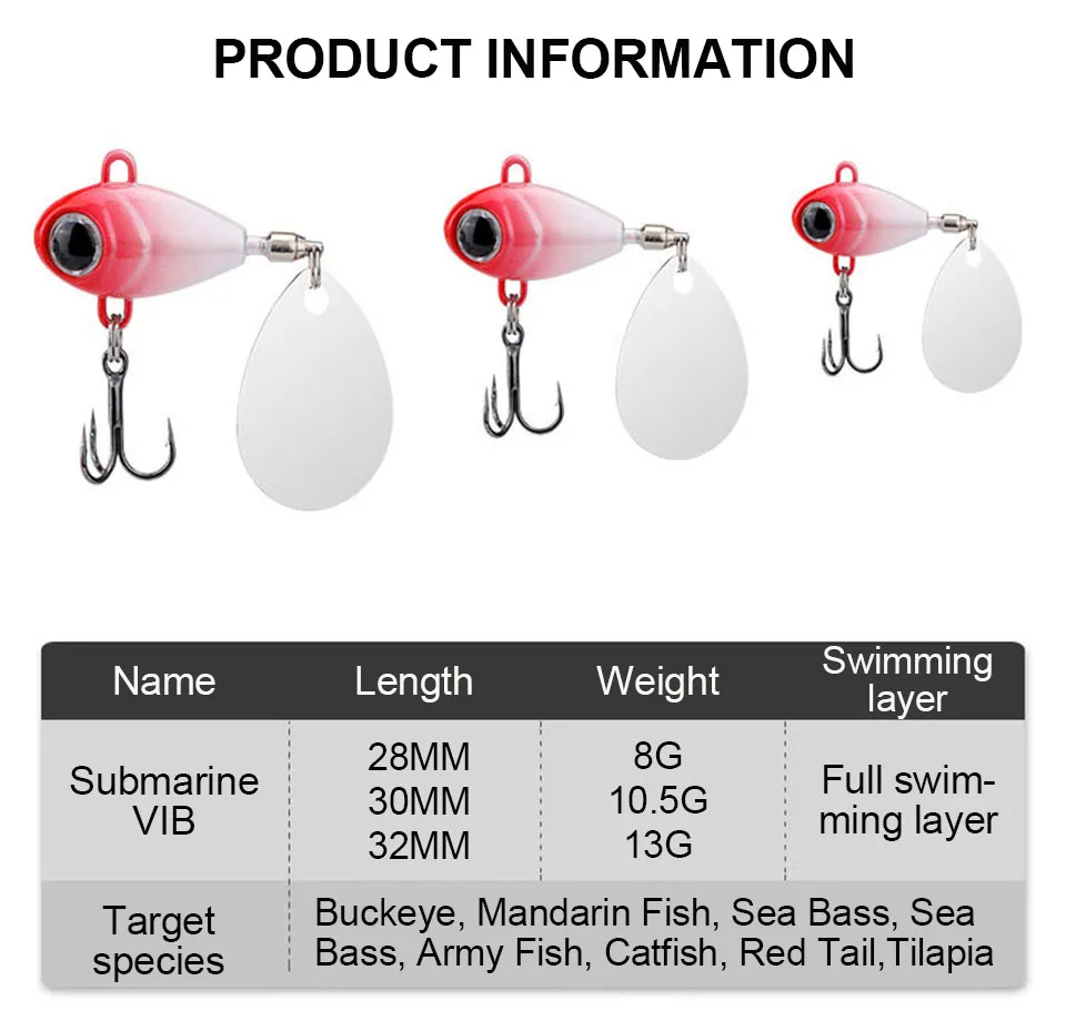 WALK FISH 8g-13g Spinner Köder Sinkende Metall Jig VIB Chatterbait Rotierenden Schwanz Vatalion Köder Seebarsch Karpfen Löffel Wobbler Buzzbait – Detail 3