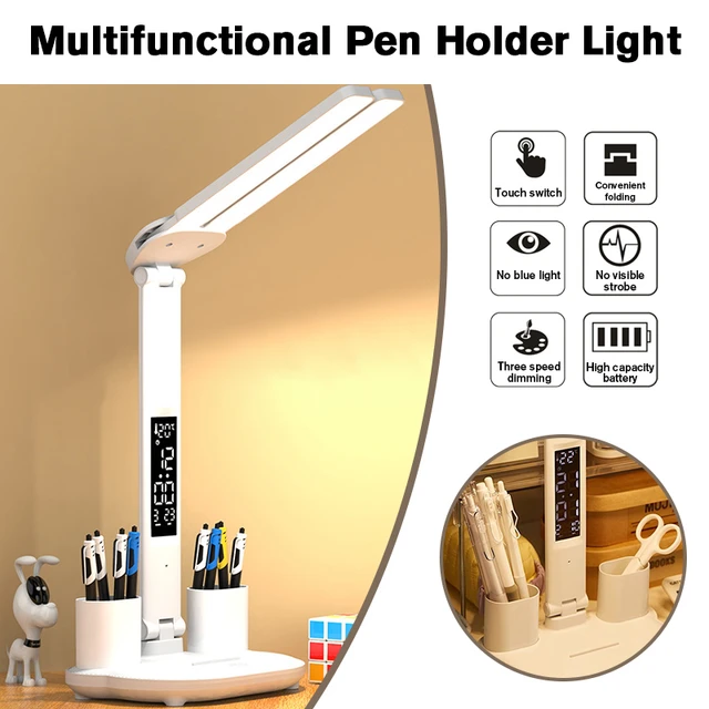 Cordless USB Rechargeable 2 Batteries Powered 3200mAh Desk Table Reading Lamp 40 LED Touch 3 Colors Dimmable 6 Brightness Memory Function Portable
