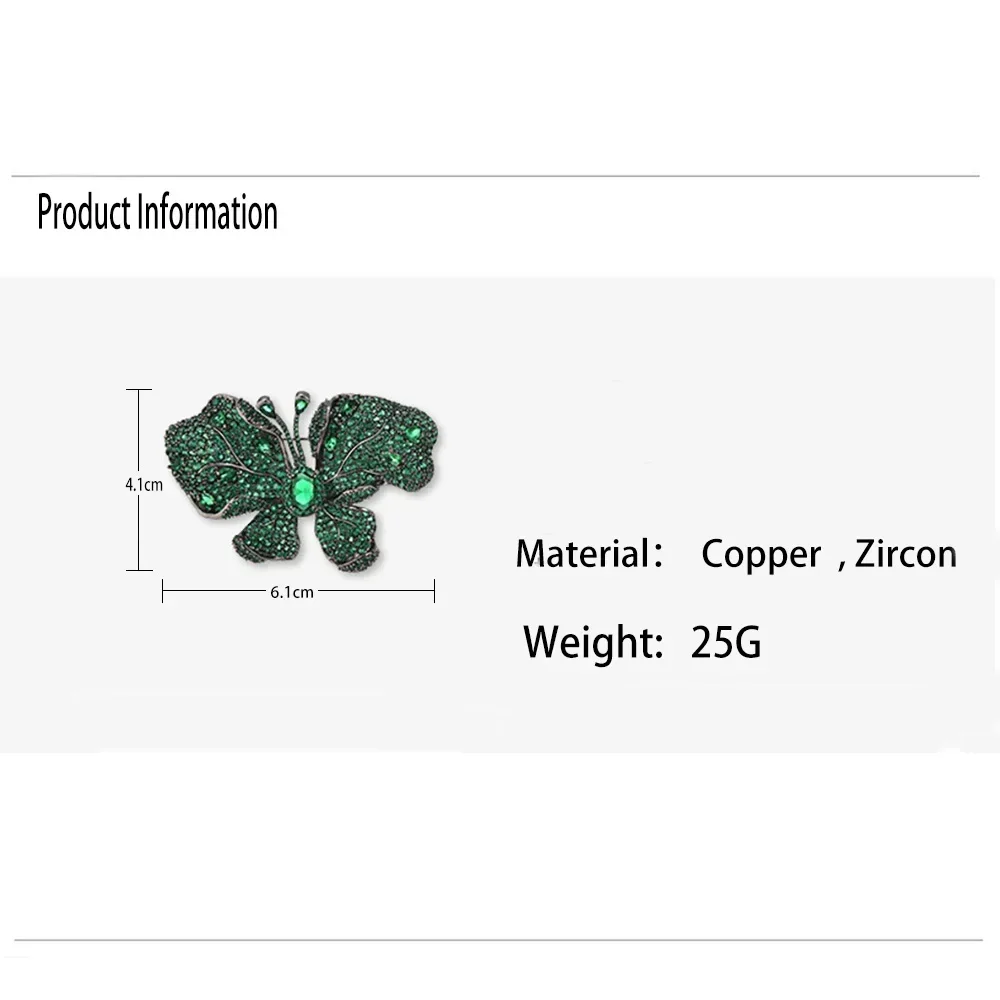 Women Brooches Butterfly Green Crystal Color Fashion Jewely Men Beauty Girl Pins Hot Sale Party Gifts for Man Wholesale