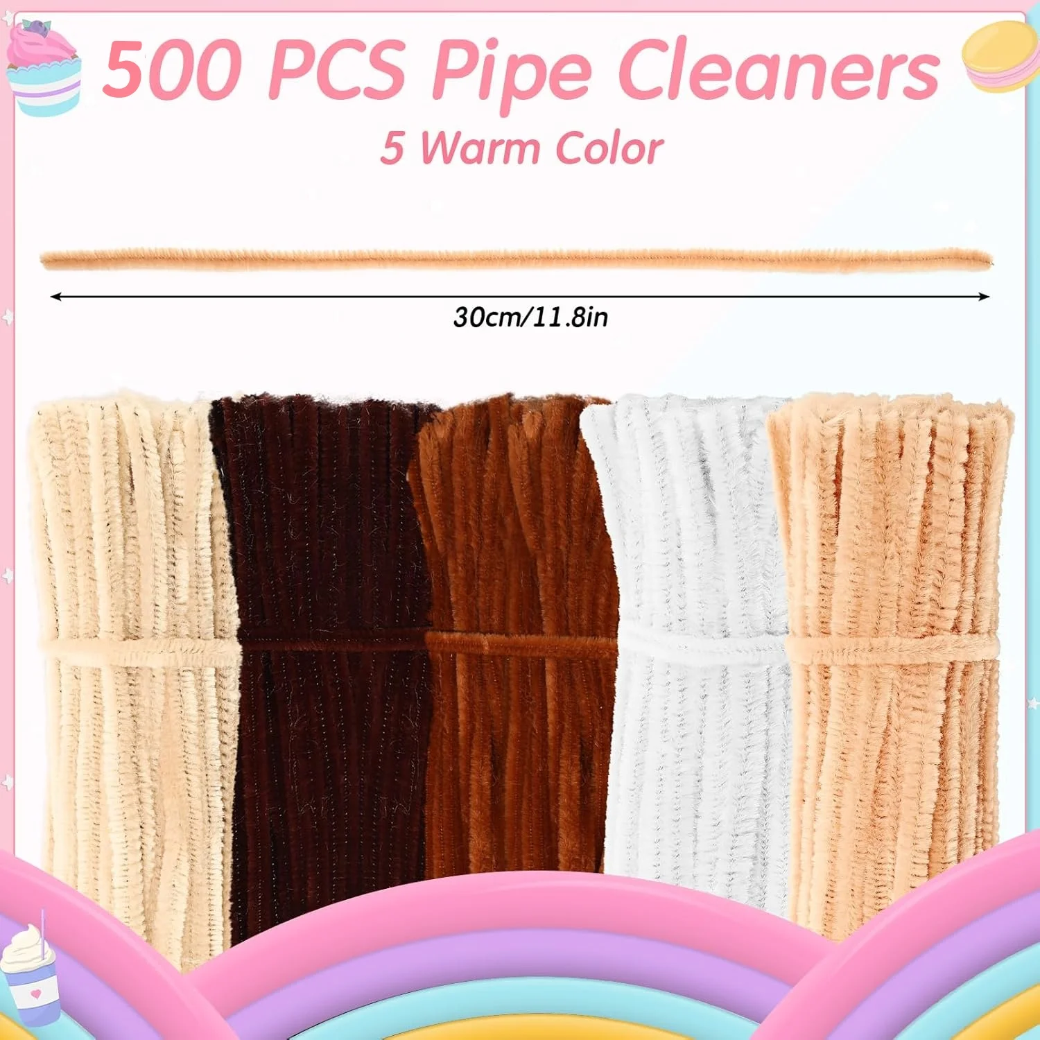 500 Pcs Pipe Cleaners Chenille Stems Pipe Cleaners Craft Bulk Fuzzy Sticks For Creative School Projects DIY Crafts Decorations chenille pipe cleaners chenille craft supplies