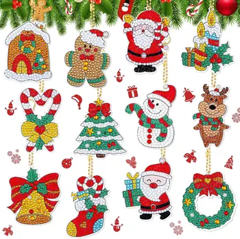 12-Piece Christmas DIY Diamond Art Keychains 1