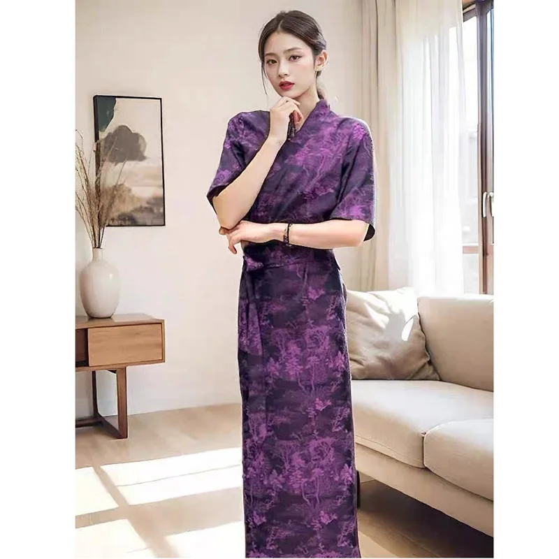Tibet Dress Chinese Women'S Tibetan Style Trumpet Short Sleeved Tibetan Clothing Summer Dress For Women AA6643