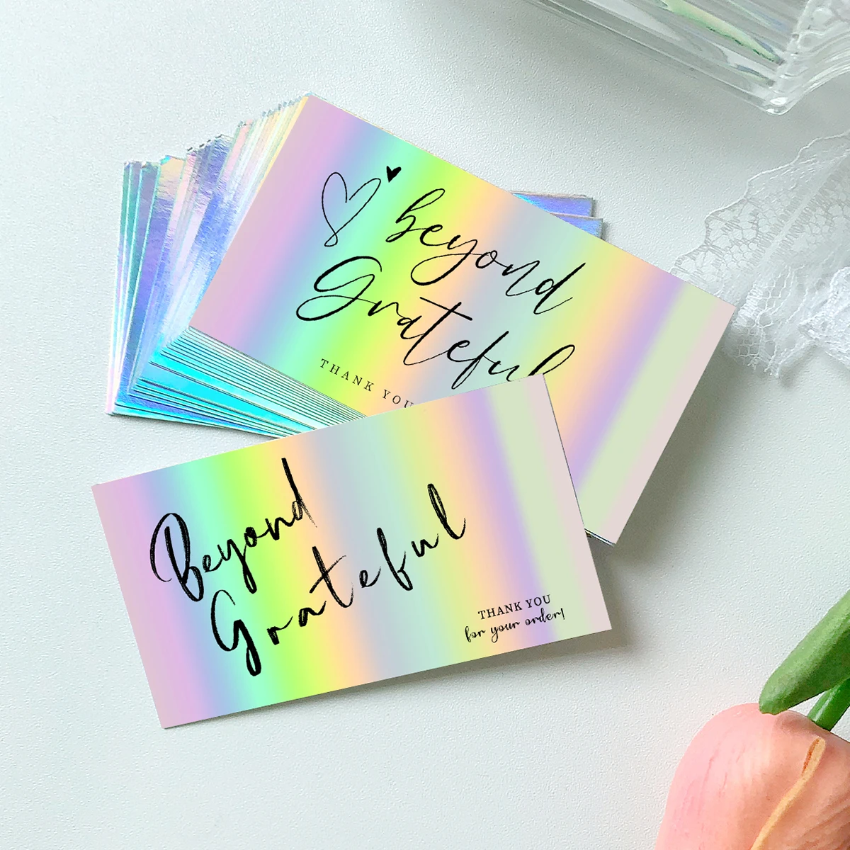 50Pcs Multiple Styles Laser Thank You Cards for Supporting My Small Business Order Purchase Thank You Card for Wedding Birthday