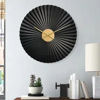 Creative Living Room Wall Clocks Bedroom Luxury Stereoscopic Fanshaped Metal Pointer Wall Clocks Modern Simple Home Decoration 2