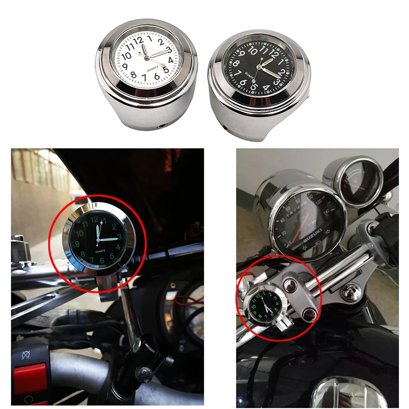 

Motorcycle Handlebar Clock Watch Chrome-plated Luminous Shockproof Waterproof Bicycle Seat Dial Quartz Clock Moto Accessories