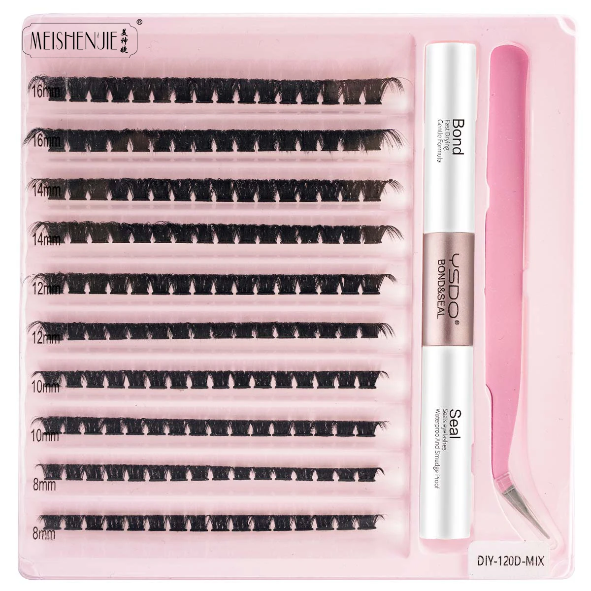 Lash Extension Kit DIY 10 Rows Lash Clusters With Waterproof Strong Hold Lash Bond Seal Eyelash Tweezers Tools