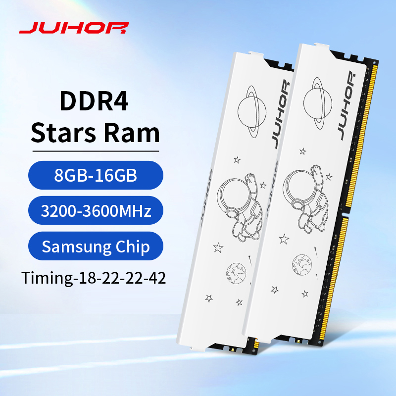 JUHOR DDR4 8GB 16GB 3200MHz 3600MHz 16GBX2 8GBX2 New Dimm XMP2.0 Desktop Gaming Memoria Rams Granules of Samsung
