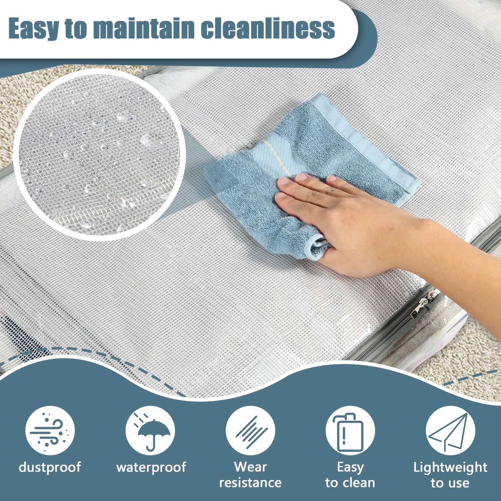 4/8 Pcs Underbed Storage Bags with Lid Large Capacity Quilt Clothes Storage Bag Foldable with Handle Clear Moisture Dust Proof 2