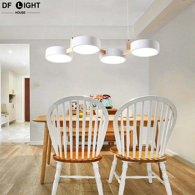 İskandinav restoran LED avize mutfak ahşap tavan avize oturma odası tavan  lambası bar cafe 220V macaron avize - AliExpress