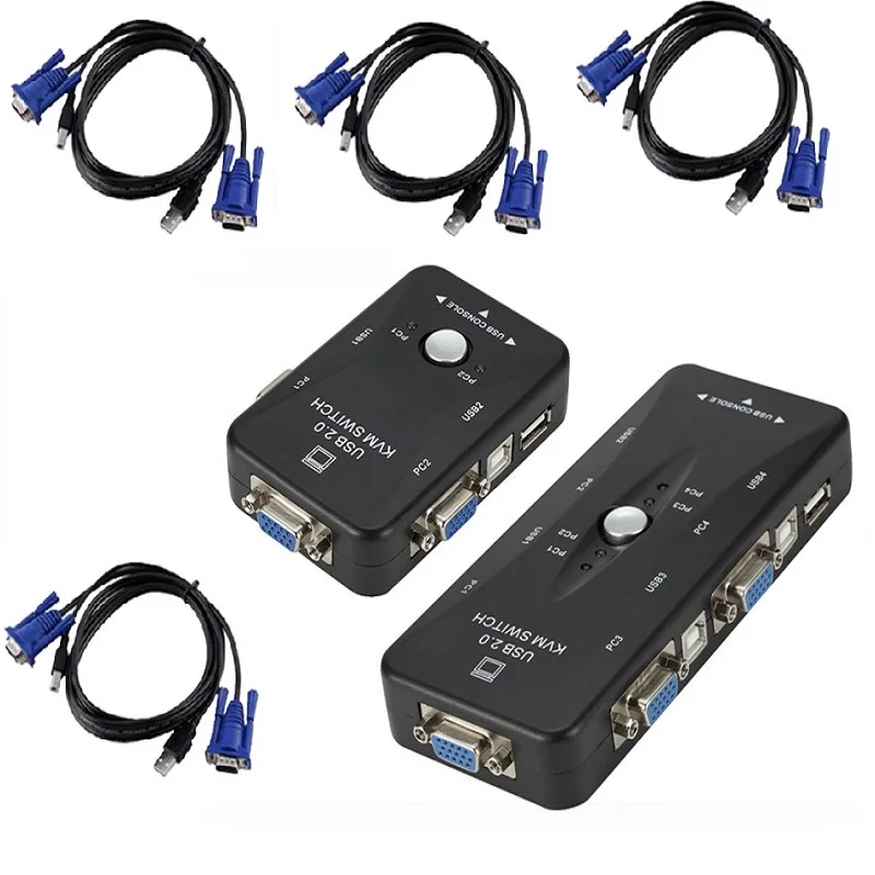 2 Porte 4 Porte Kvm Switch Usb 2.0 Vga Splitter Stampante Mouse Tastiera Pendrive Share Switcher 1920*1440 Vga Switch Box Adapter