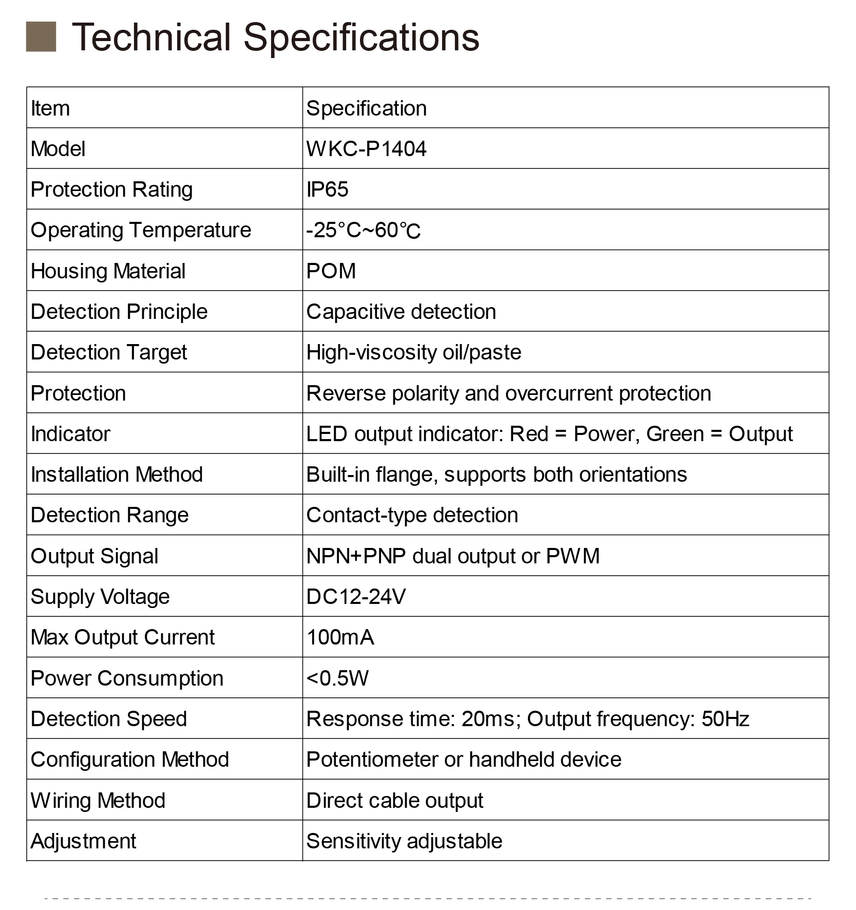 WCKP1404 Grease Level Switch Oil Level Sensor for Glue Dispenser Glue Filling Ma