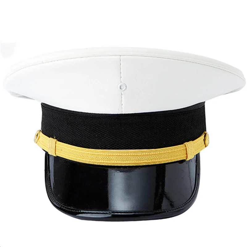 Security Apparel Accessories Guard Hat Cap Men Military Captain Flat Top Stage Hat Women Police Cotton 1 Piece 54-60Cm yacht captain hat women military hat mens hat