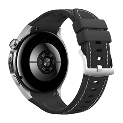 Premium Silicone Strap with Metal Buckle, Adjustable and Stylish Smartwatch Accessory - watch5 (46mm) (Black)