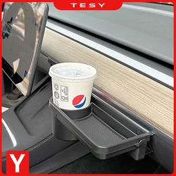 for Tesla Model Y Glove Box Rack Storage Hook Mini Table Mobile Phone Water Cup Holder Shelf Car Automobile Passenger Seat