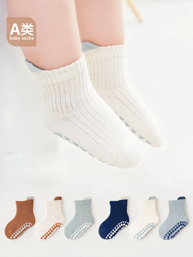 3Pairs/Lot Non Slip Baby Socks Spring Summer Children\'s Floor Socks Newborn Toddler Boy Girl Socks Cotton Anti-slip Infant Socks