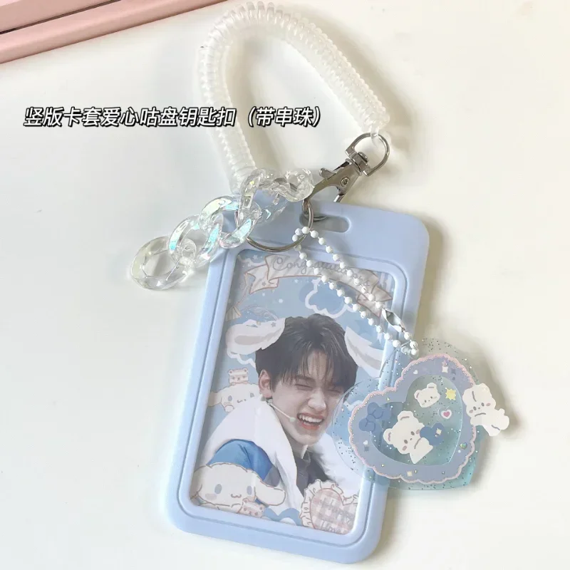 ABS Slide Kpop Photo Card Holder Anti-lost Keychain 3 Inch INS White Idol Protective Case Bag Bus Cards Sleeves Supplies 6