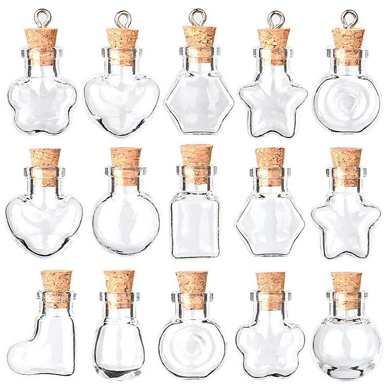 

Mini Glass Jar, Transparent Corked Glass Bottle, Pendant Glass Bottle, DIY Wishing Bottle, 10 Units