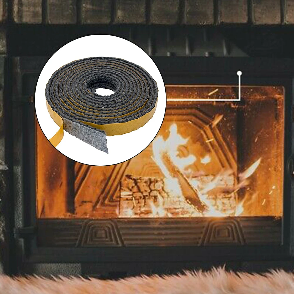 Fire Cord Self Adhesive Glass Seal Resilient Black Fiberglass Low Thermal Conductivity Home Practical Replaceable