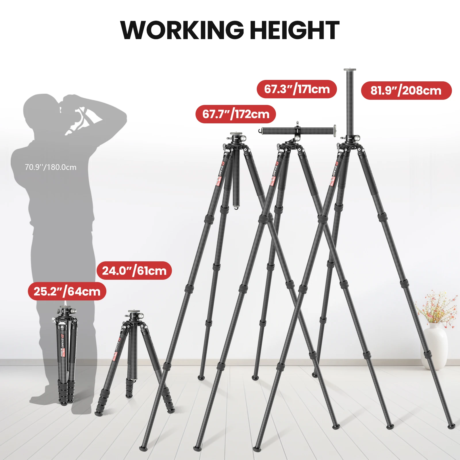 EVUMO XT9S Z8 Carbon Fiber Hunting Tripod Professional DSLRs Camera Tripod Heavy Duty Stand Camcorder Telescope Phone Load 40kg phone tripod mini tripod camera tripod projector tripod stand flexible phone tripod metal mini tripod stand phone tripod mount photography tripod camera tripod mount extendable tripod