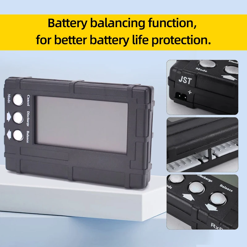 Testeur de Batterie LiPo 3-en-1 2-6S avec Écran LCD, Équilibreur et Décharge
