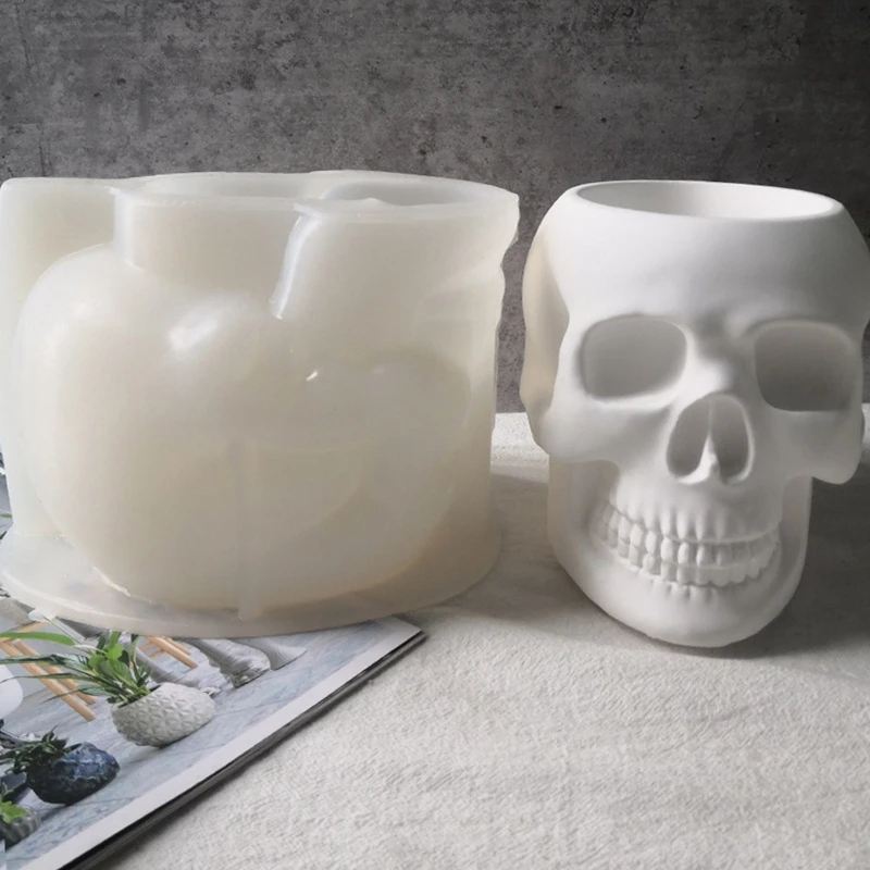 3D Skull Flowerpot Silicone Mold Keychain Resin Epoxy Craft Polymer Clay Craft