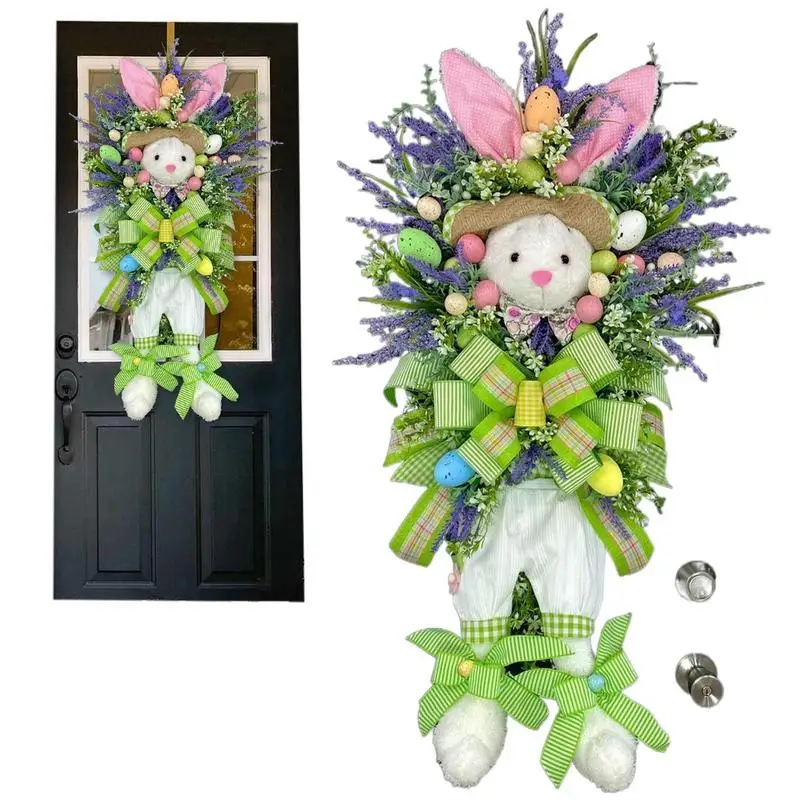 

Пасхальный венок с кроликом для входной двери, украшение в виде зайчика, для дома, пасхальное украшение для сада