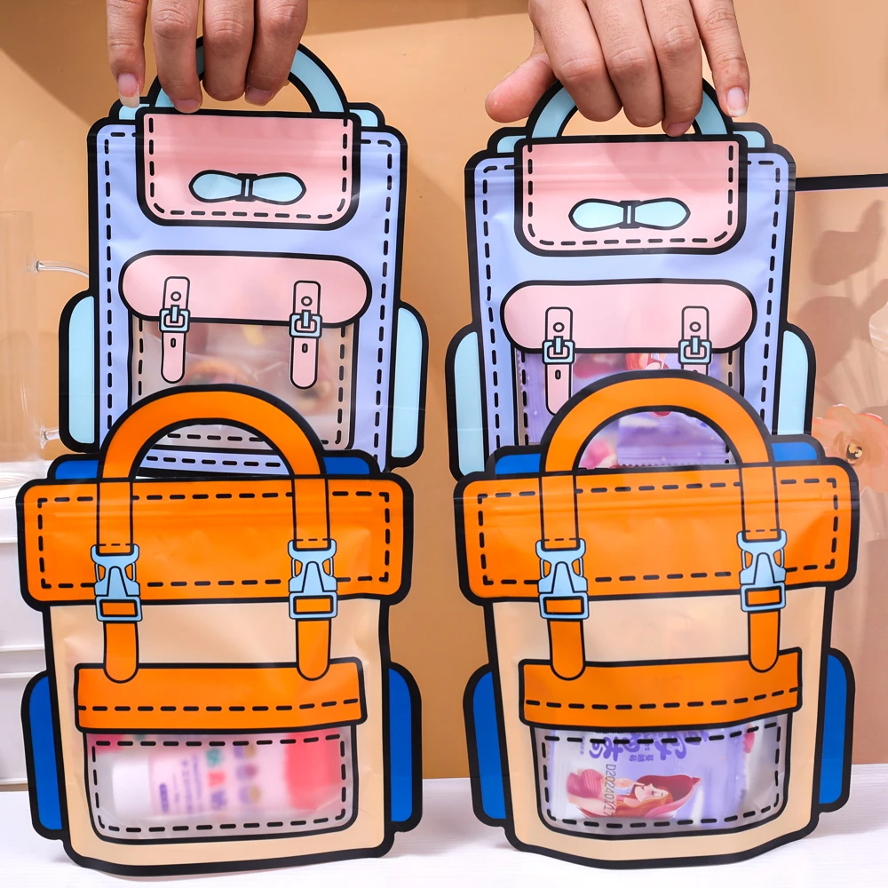 Creative Bag Shape Children's Lunch Bag Candy Biscuits Plastic Zipper Bag Snack Bags Children Birthday Party Decoration Gifts 6
