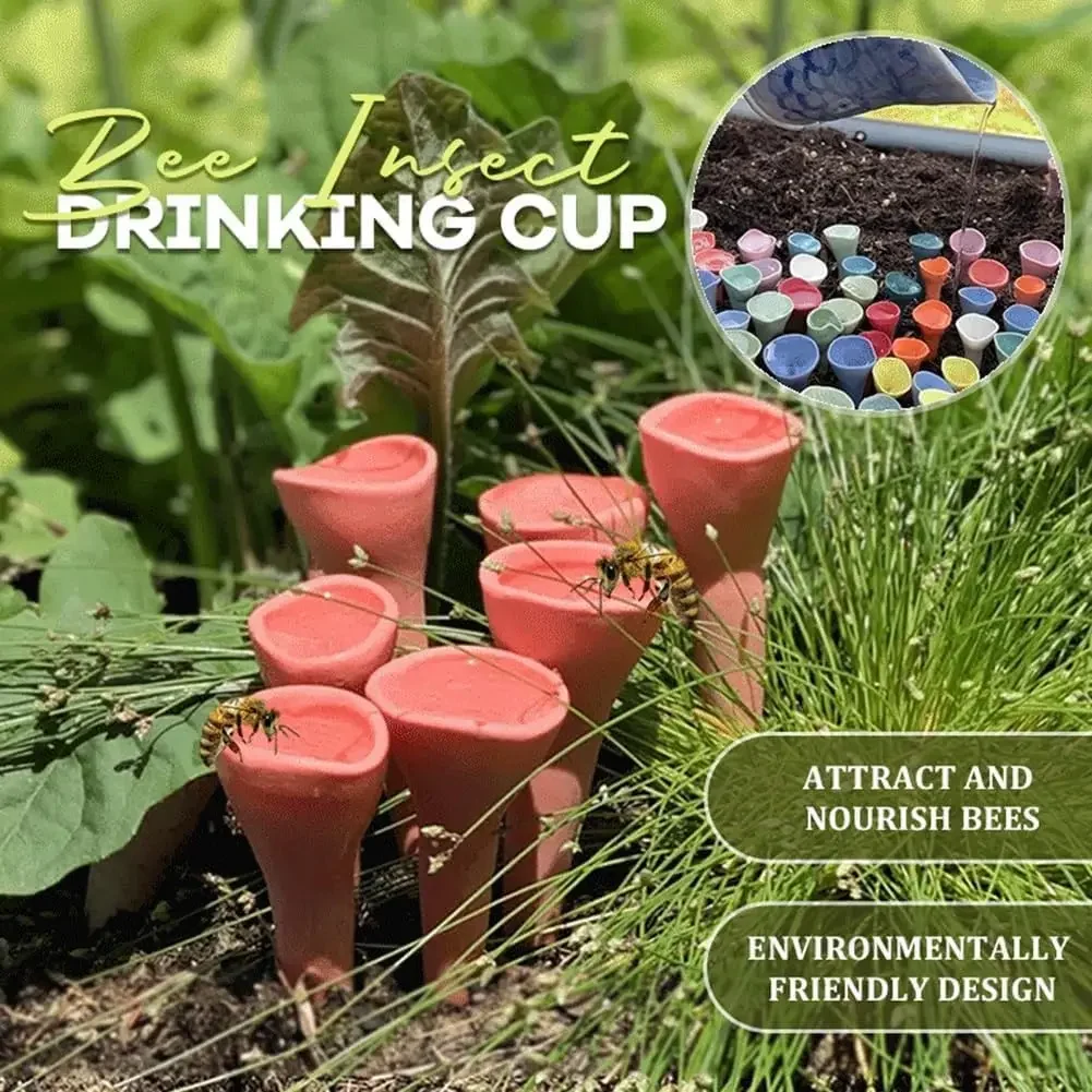 1Pcs Drinking Cup for Bees Bee Cups for Garden Thirsty Pollinators Need a Drink Colorful Mini Drinking Cup for Garden Verandahs