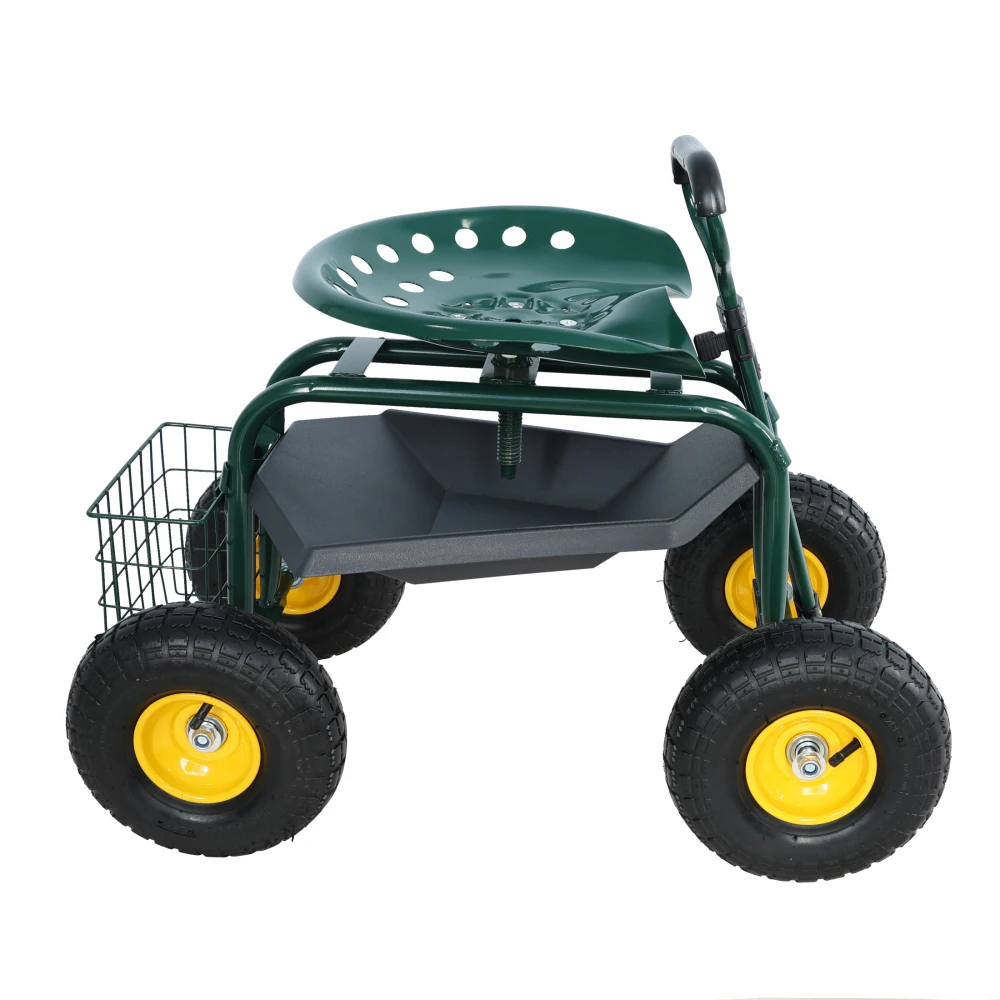 Garden Cart Rolling Scooter, Adjustable Height Heavy Duty Scooter, Rolling Garden Cart with 4 Wheels and Extendable Handle